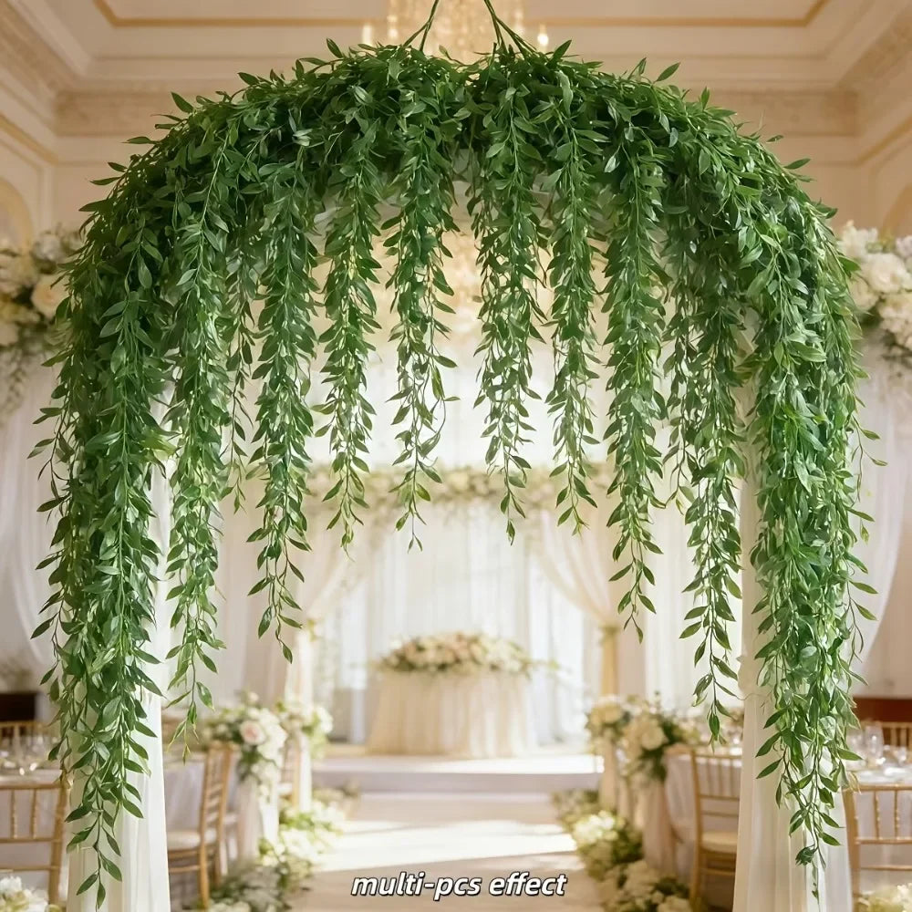 20pcs Extra-Long Deluxe Willow Vine Elegant Artificial Greenery, Faux Evergreen Hanging Vine with Dense for Spring Living Room — image 15