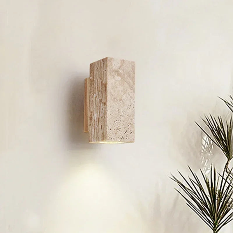 Yellow Marble Wall Sconce — Wabi-Sabi Travertine Light