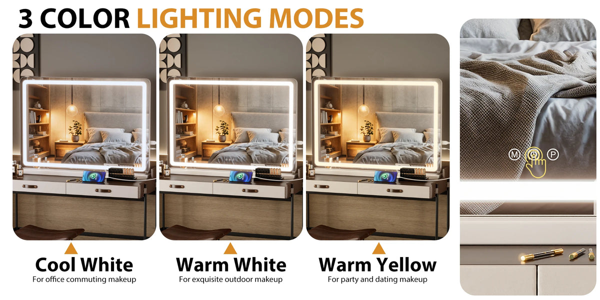 LED vanity mirror with aluminum frame — alternate angle
