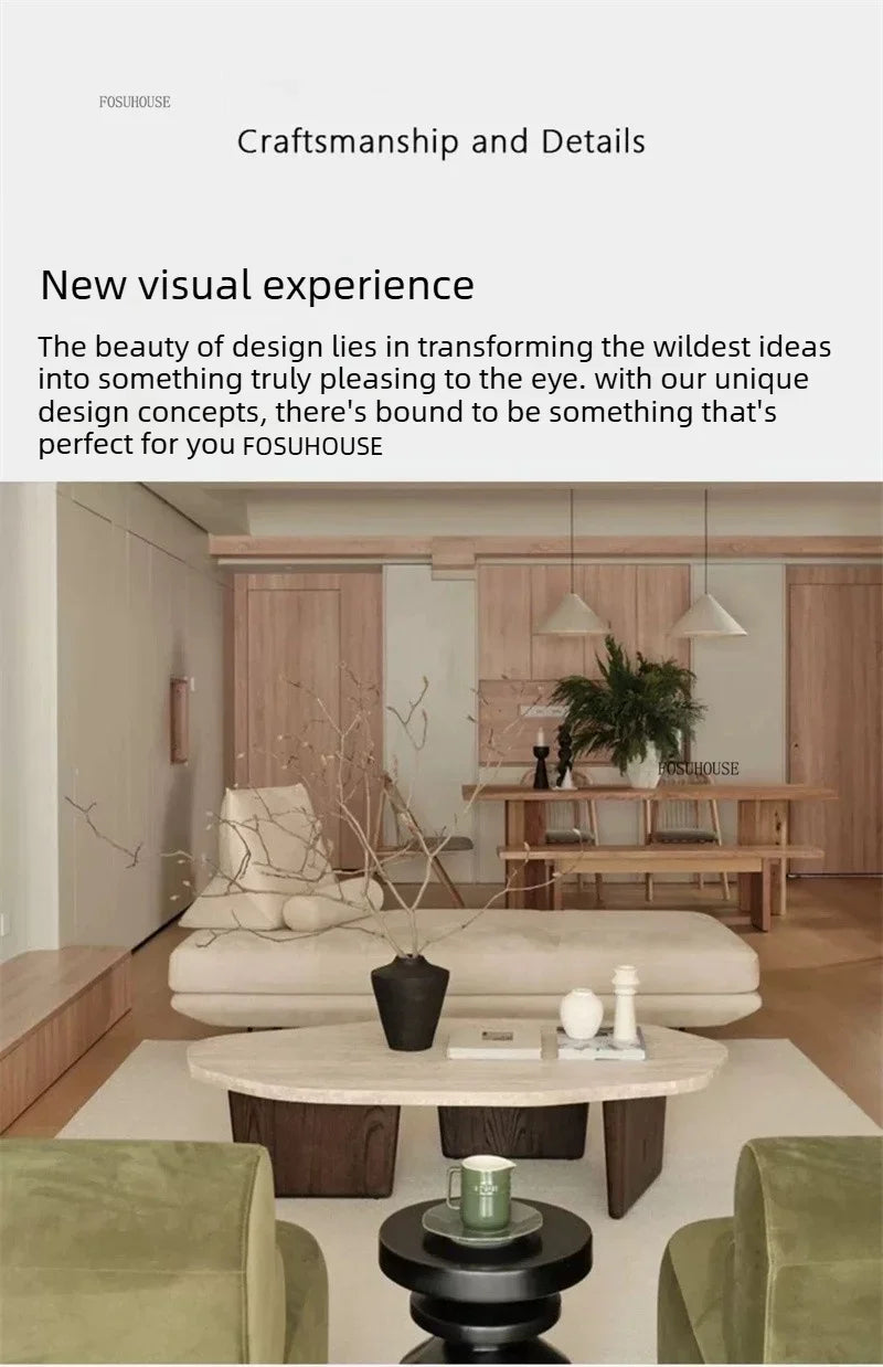 Natural wood low-profile coffee table — close-up product view