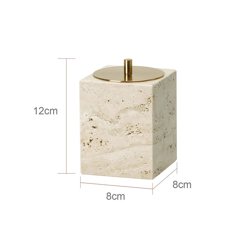 Travertine Bathroom Accessory Set — Soap, Tray & Tissue Box