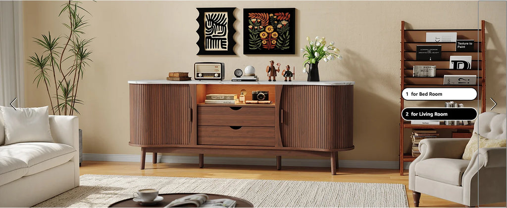 70" Fluted TV Stand — Mid-Century Entertainment Console