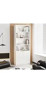 69" Tall Bookcase with Storage Doors — 6-Shelf Display Shelf