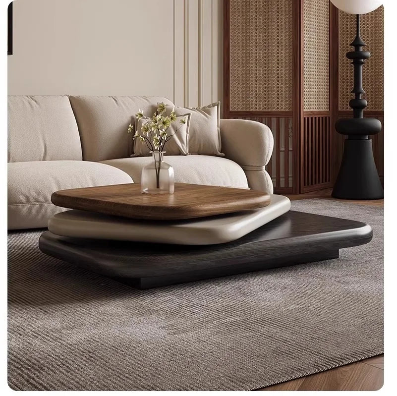 Rotating oval wood coffee table — alternate product view