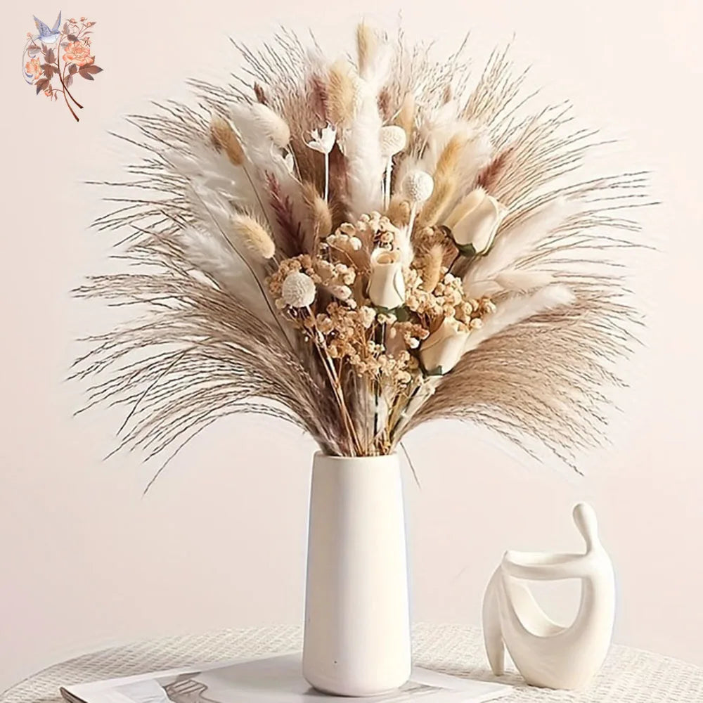 Faux Dried Flower Bouquet Bundle — 80-Piece Vase Filler
