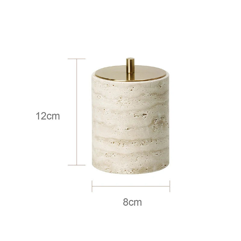 Travertine Bathroom Accessory Set — Soap, Tray & Tissue Box