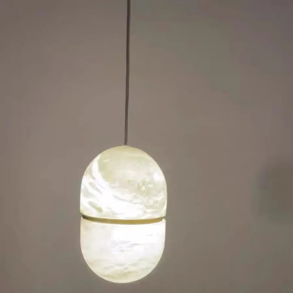Sculptural Marble Chandelier - Brass & Alabaster