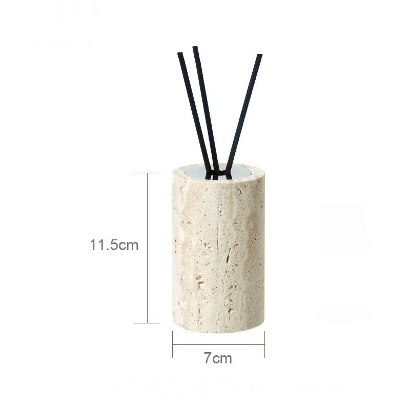 Travertine Bathroom Accessory Set — Vanity Tray & Diffuser, 9-Piece