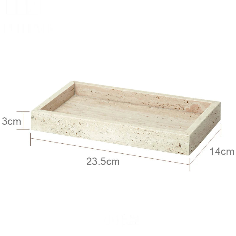 Travertine Bathroom Accessory Set — Vanity Tray & Diffuser, 9-Piece