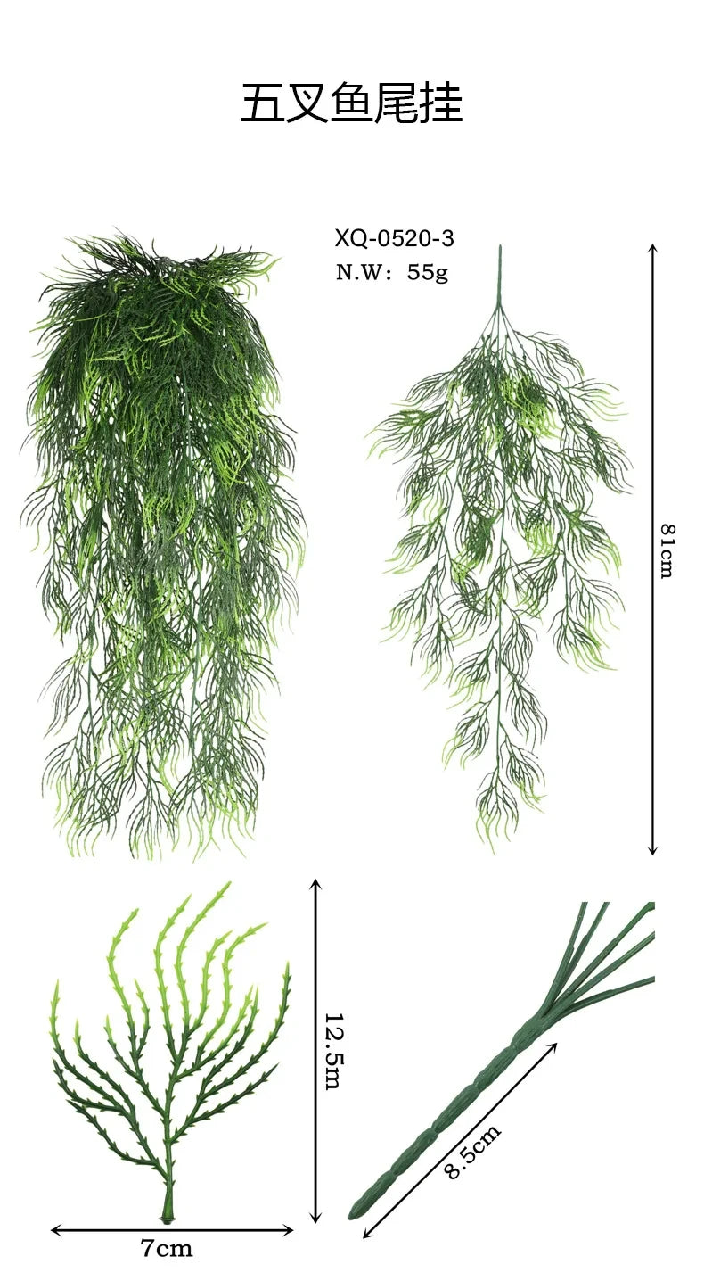 Persian fern Leaves Vines Home Room Decor Hanging Artificial Plant Plastic Leaf Grass Wedding Party Wall Balcony Decoration — image 10