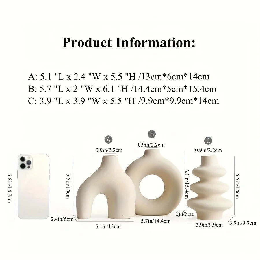 Bohemian Ceramic Vase Set — Black, White & Yellow