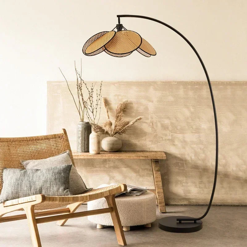 Rattan LED Lighting Floor Lamps Nightlight Home Decor Living Room Stand Light Bedside Lamp for Bedroom — main view
