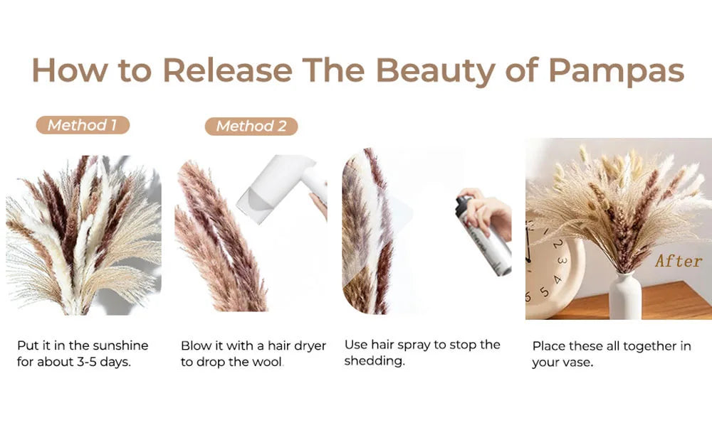 Natural Dried Pampas Reeds Bouquet — Boho Wedding & Home Decor