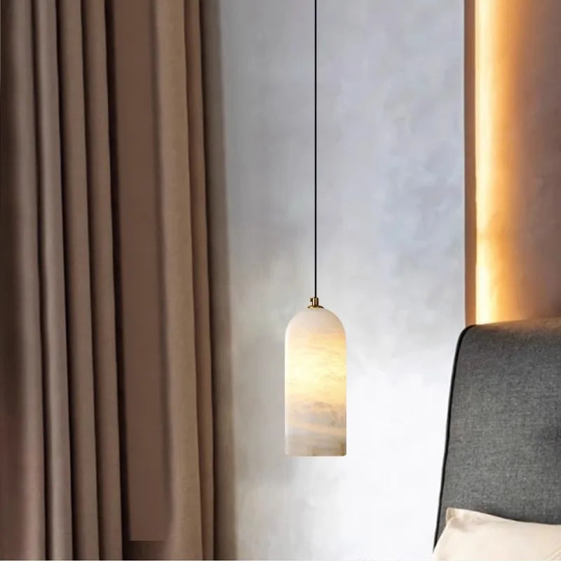 Minimalist Marble Pendant Light E14 Indoor Bedside Lamp Nordic Bar Counter Pandant Lights LED Dining Room Home Decor Chandelier — room setting