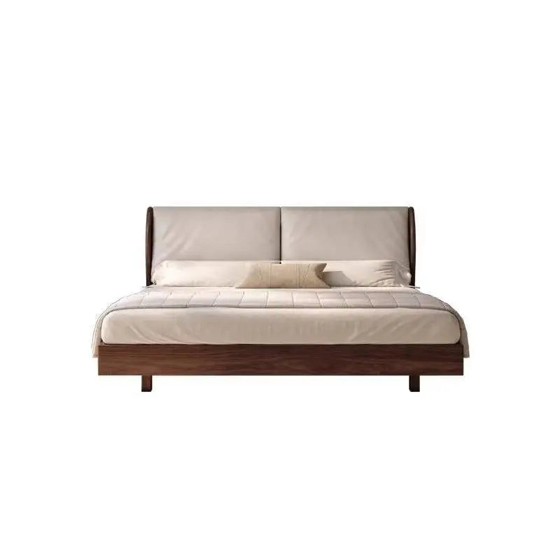 Japandi Walnut Platform Bed - Low Profile Solid Wood