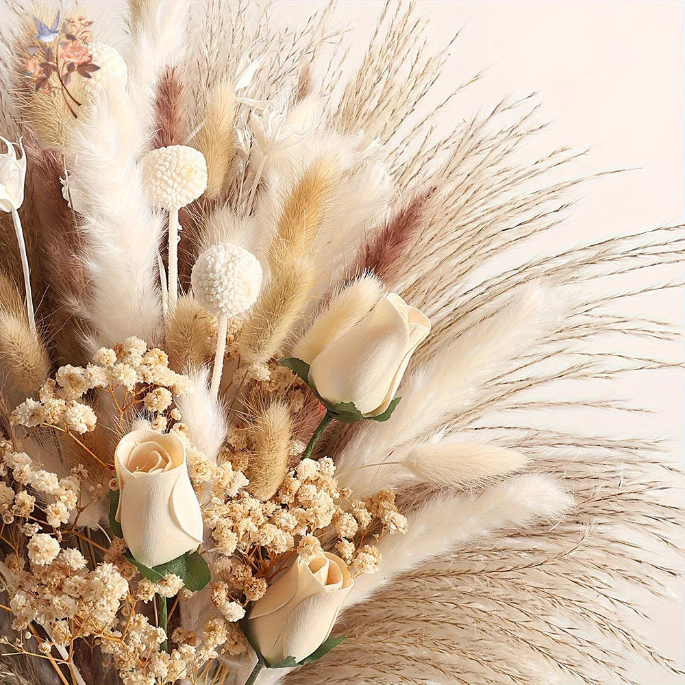 Faux Dried Flower Bouquet Bundle — 80-Piece Vase Filler