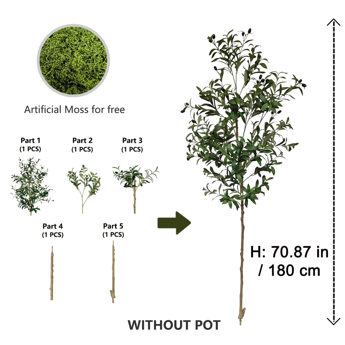 120-180cm Artificial Olive Tree Plant Indoor Outdoor Ornament Fake Plant for Home Garden Balcony Living Room Decoration — image 13