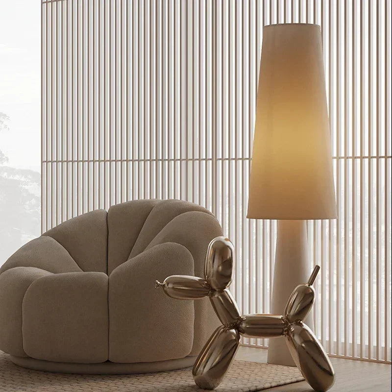 Cream fabric floor lamp — close-up design detail