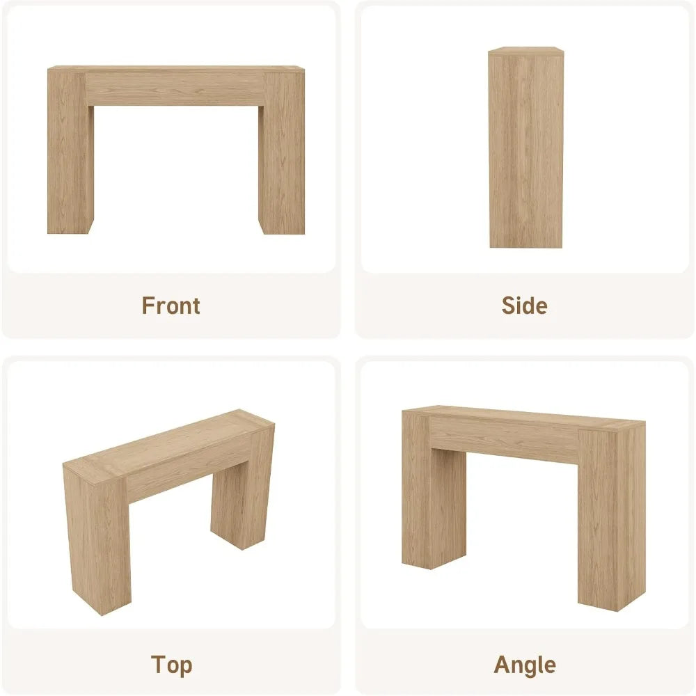 Narrow wood console table for entryway, 43 inches