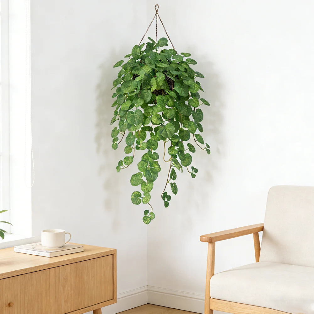 40-100cm Artificial Begonia Vines Fake Hanging Plants Silk Magnolia Vines Wall Hanging Crabapple Leaves For Home Garden Decor — alternate angle