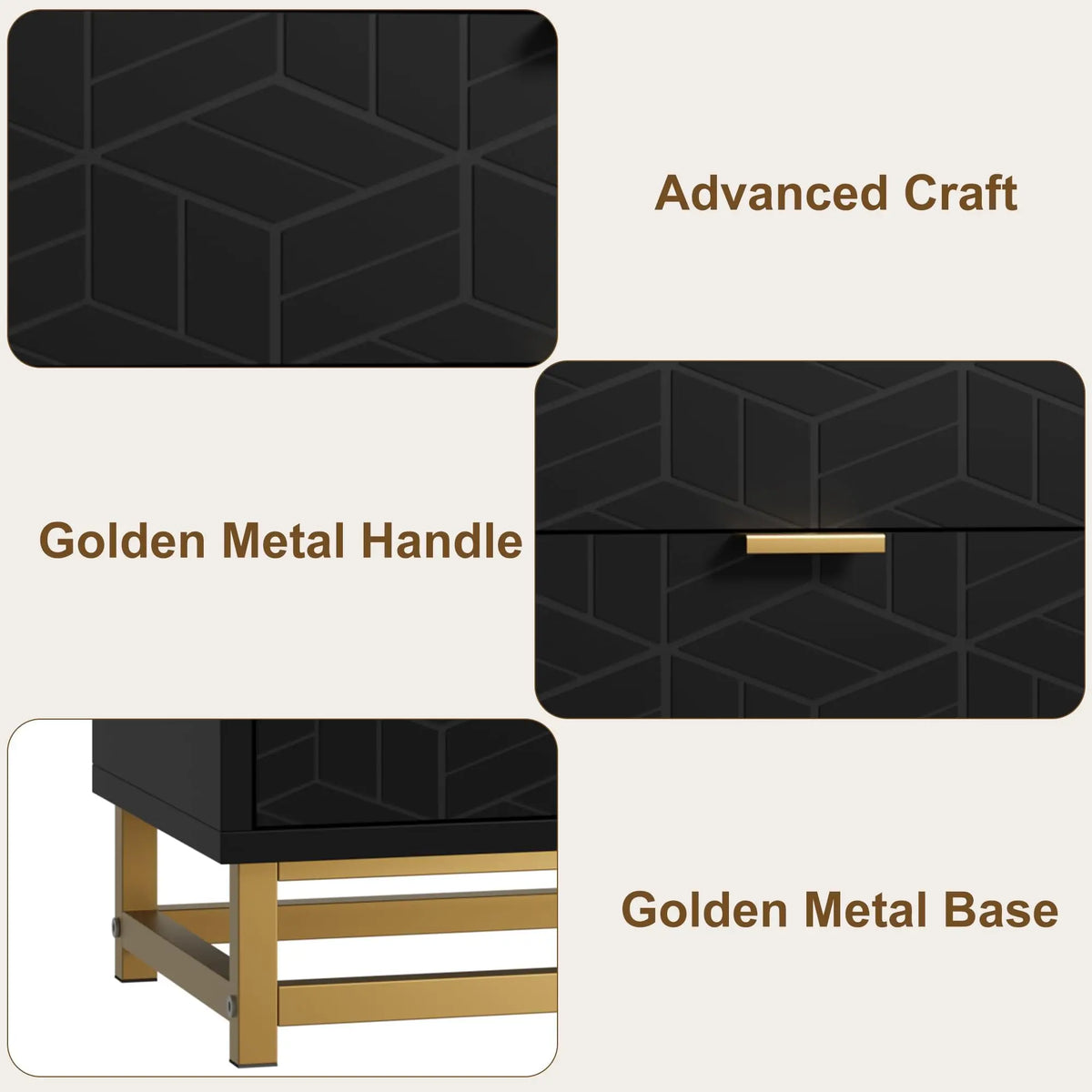 Modern 4-Drawer Dresser — Gold Metal Handles