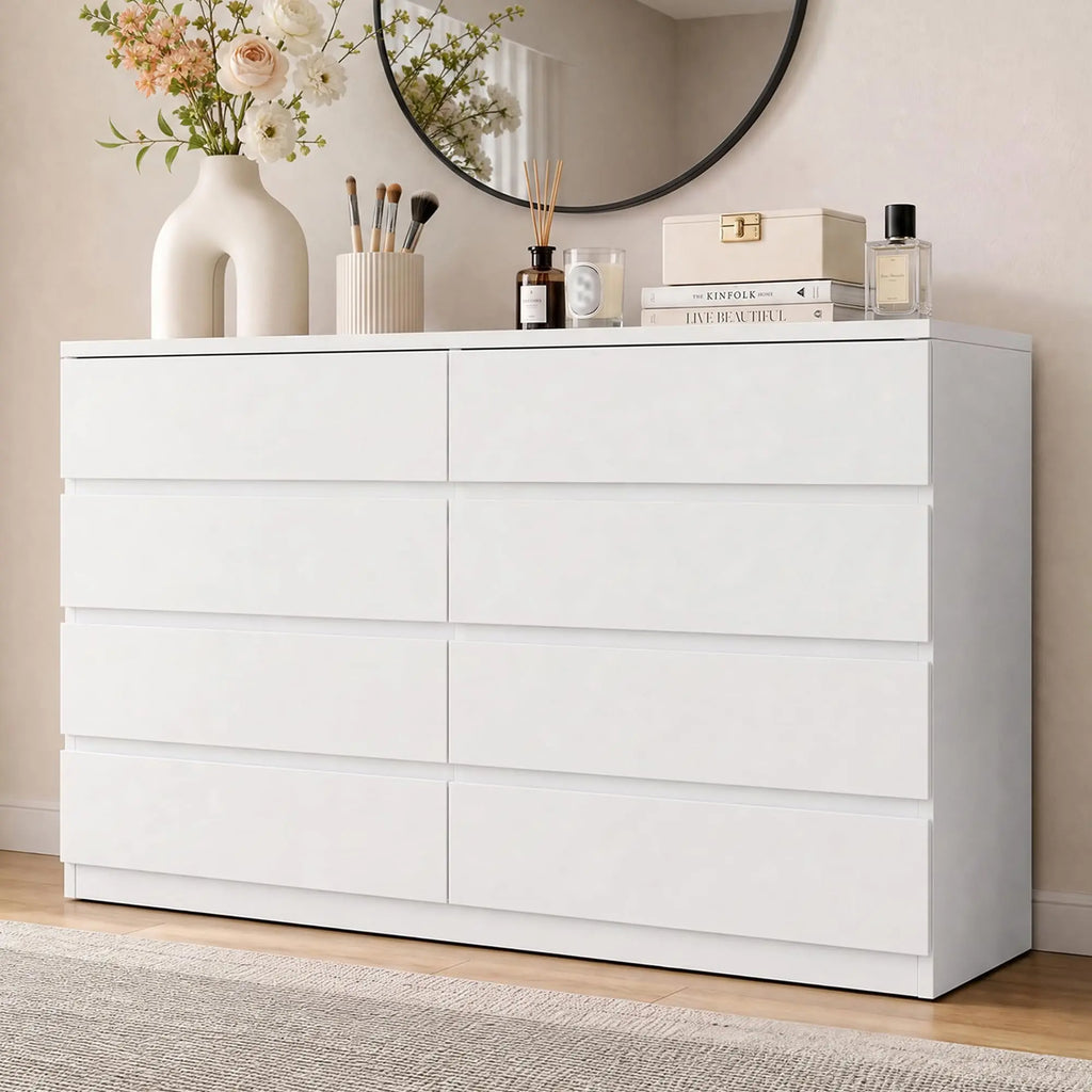 Modern eight-drawer wood storage cabinet — alternate product view