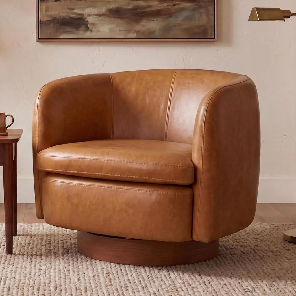 Swivel Barrel Accent Chair — Round Upholstered Armchair
