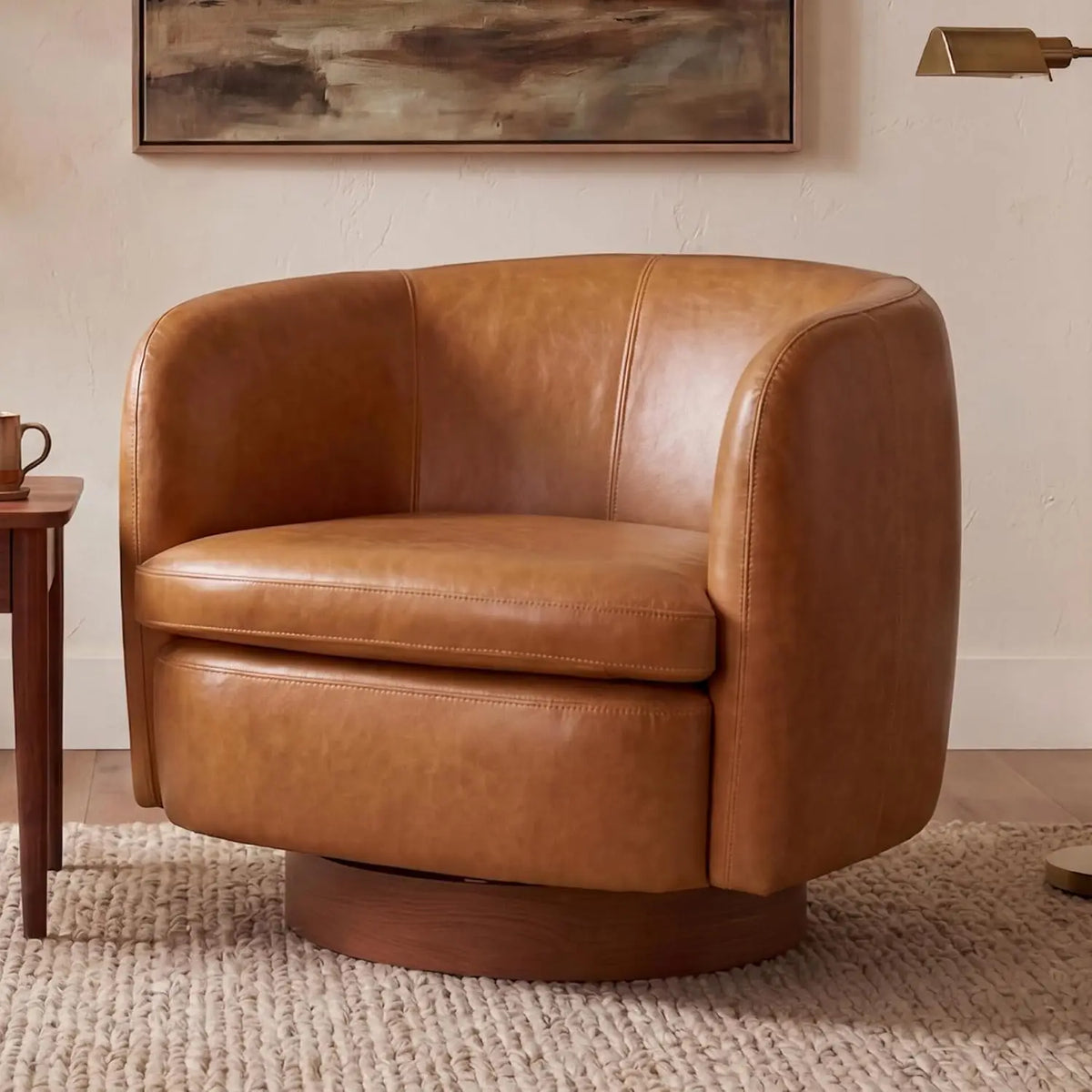 Swivel Barrel Accent Chair — Round Upholstered Armchair
