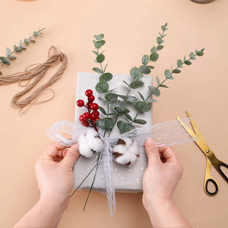 Faux Eucalyptus Leaf Stems — 10 or 20-Piece Bundle