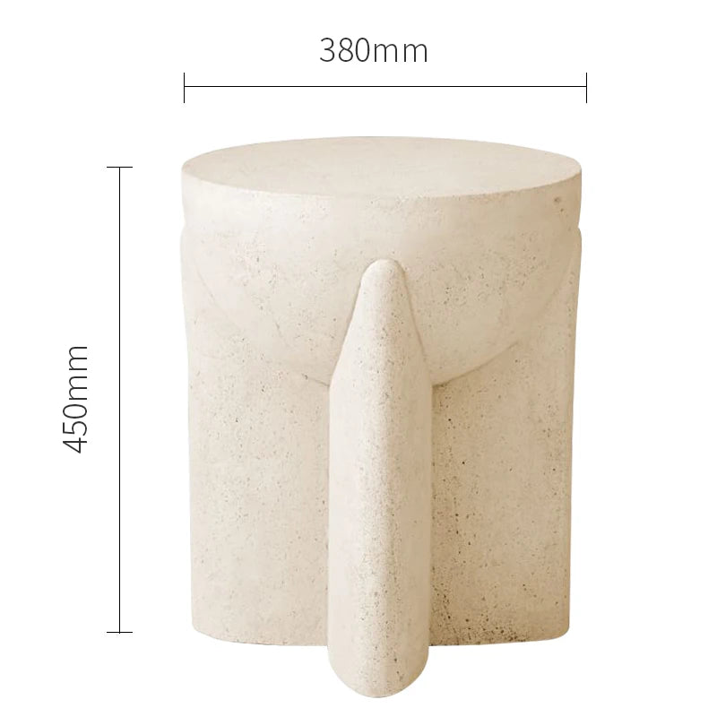 Outdoor Cream Stone Side Table - Weatherproof Modern