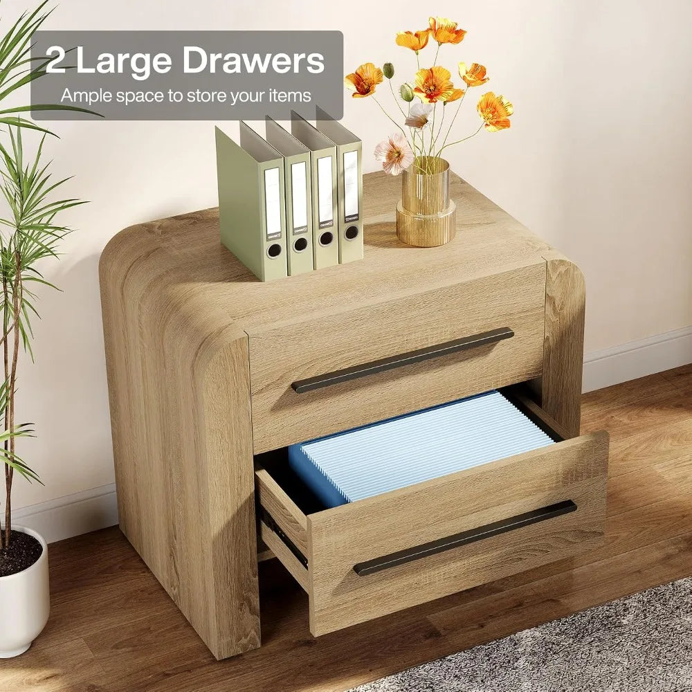 Nightstand — 2-Drawer 27.5" Brown Bedside Table