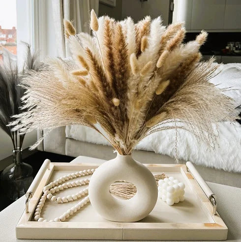 Natural Pampas & Rabbit Tail Grass Bouquet — Boho Table Decor