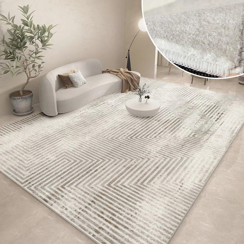Modern Abstract Plush Area Rug — Thick Grey
