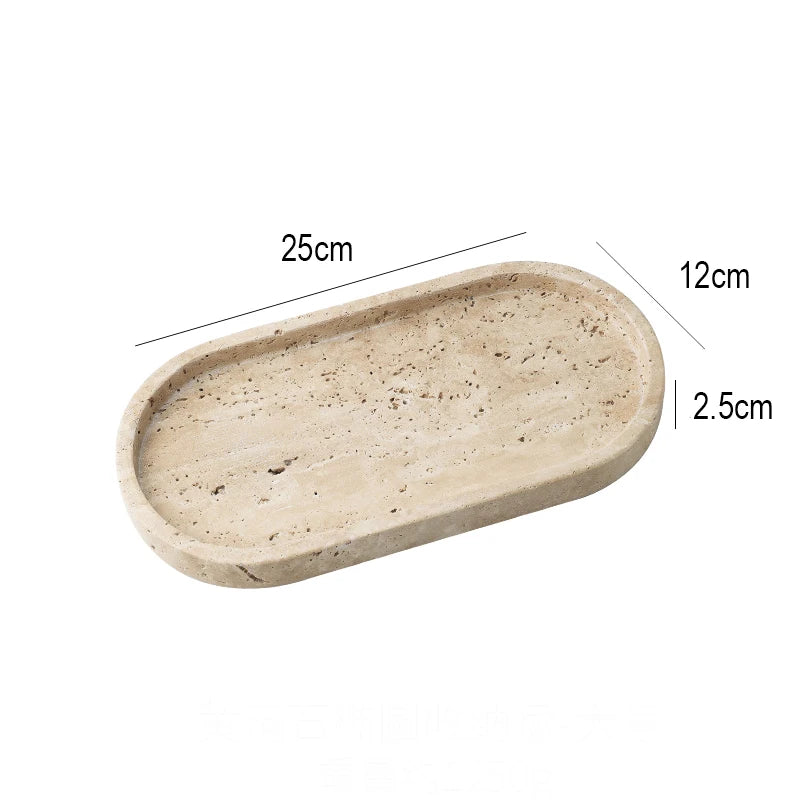 Travertine Vanity Tray — Multi-Size Marble Serving Tray