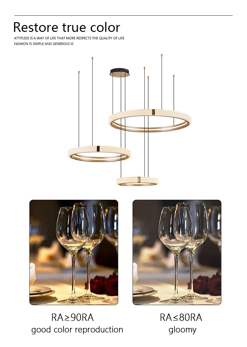 Modern Round Ring Chandelier — Aluminum & Acrylic Ceiling Light