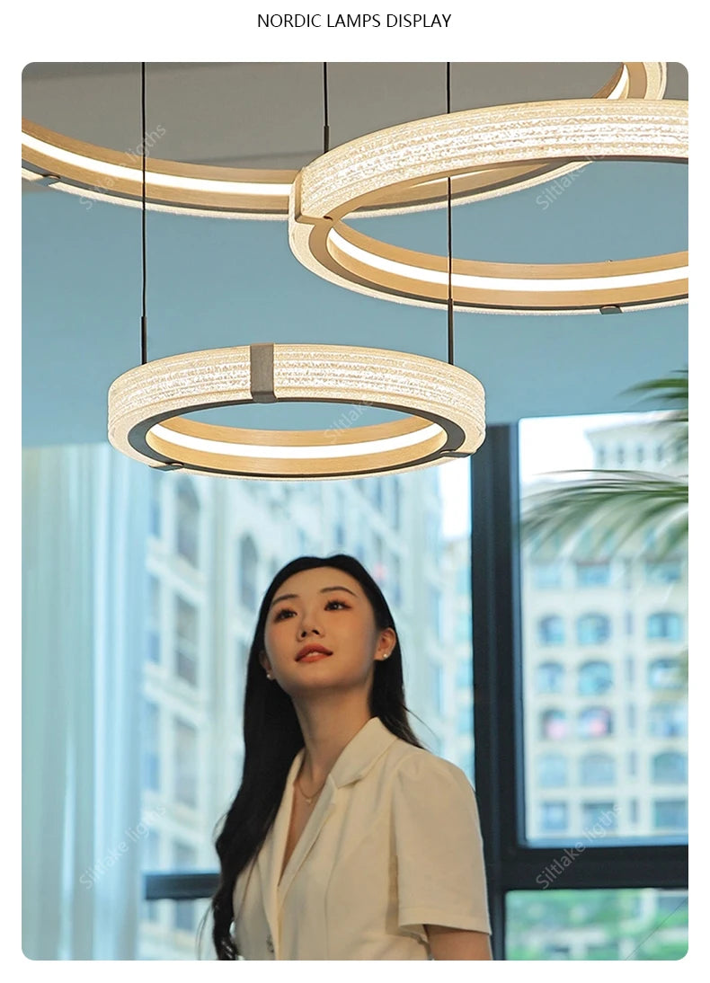 Modern Round Ring Chandelier — Aluminum & Acrylic Ceiling Light