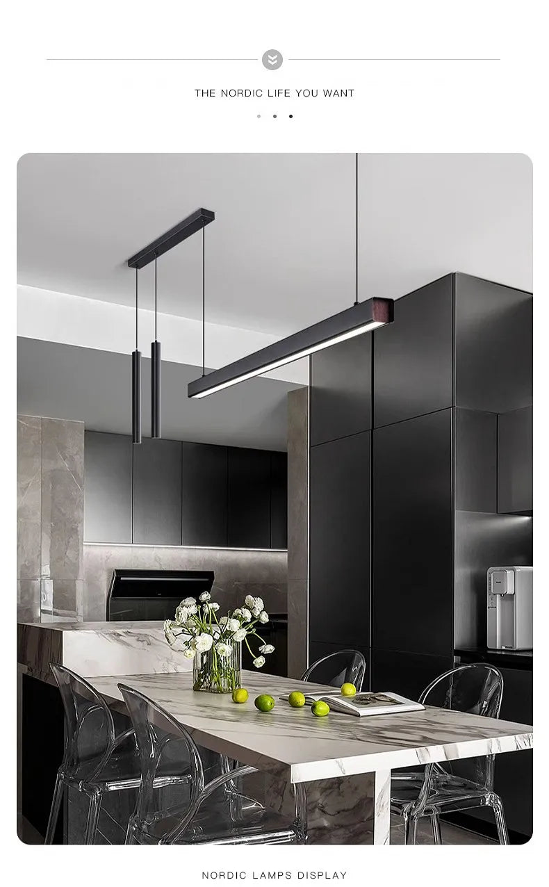 Dining Room Lamp Kitchen Lights Word Long Restaurant Chandelier Modern Minimalist Office Lamps Nordic Bar Island Chandeliers — image 16