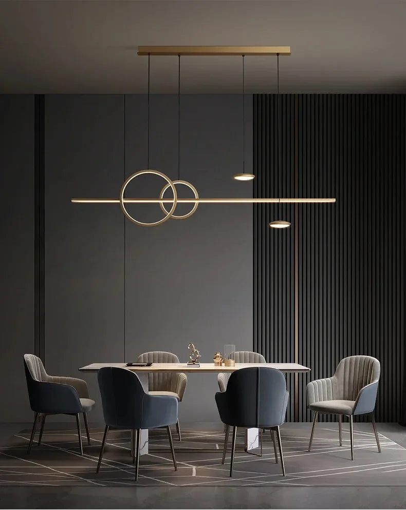 Modern Luxury Simple Gold Chandeliers Black Lighting Living Dining Room Home Decor Hanging Lamp Restaurant Island Bar Fixture — room setting