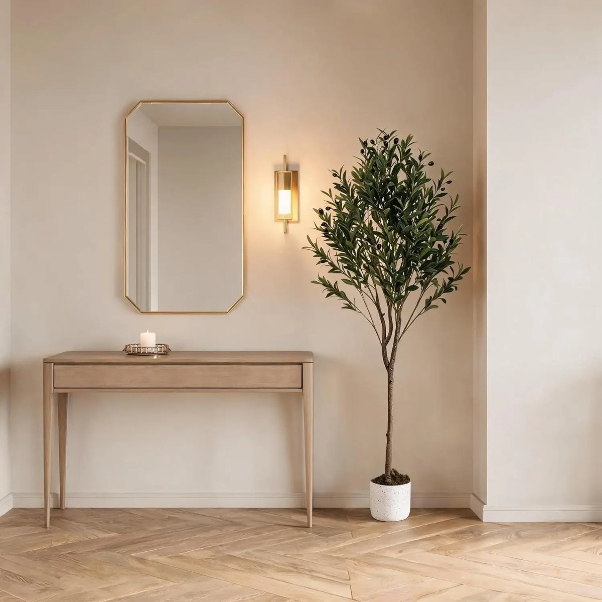 Artificial Olive Tree Branches — 4.3FT, No Pot, Lifelike Fruit Accents