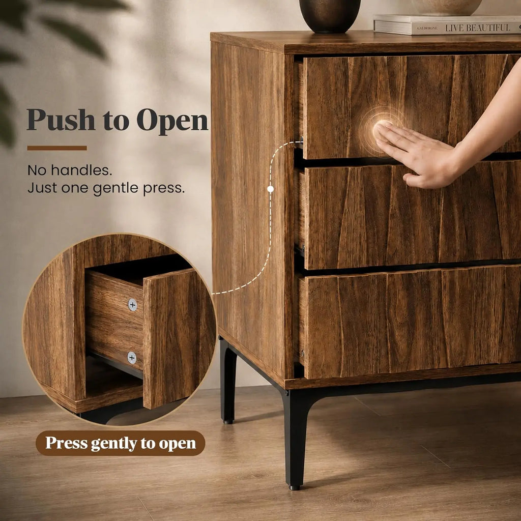 Mid-Century Walnut Nightstand Set of 2, Wave-Front