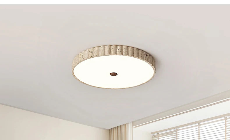 Travertine Full-Spectrum LED Ceiling Lamp — Natural Stone Pendant
