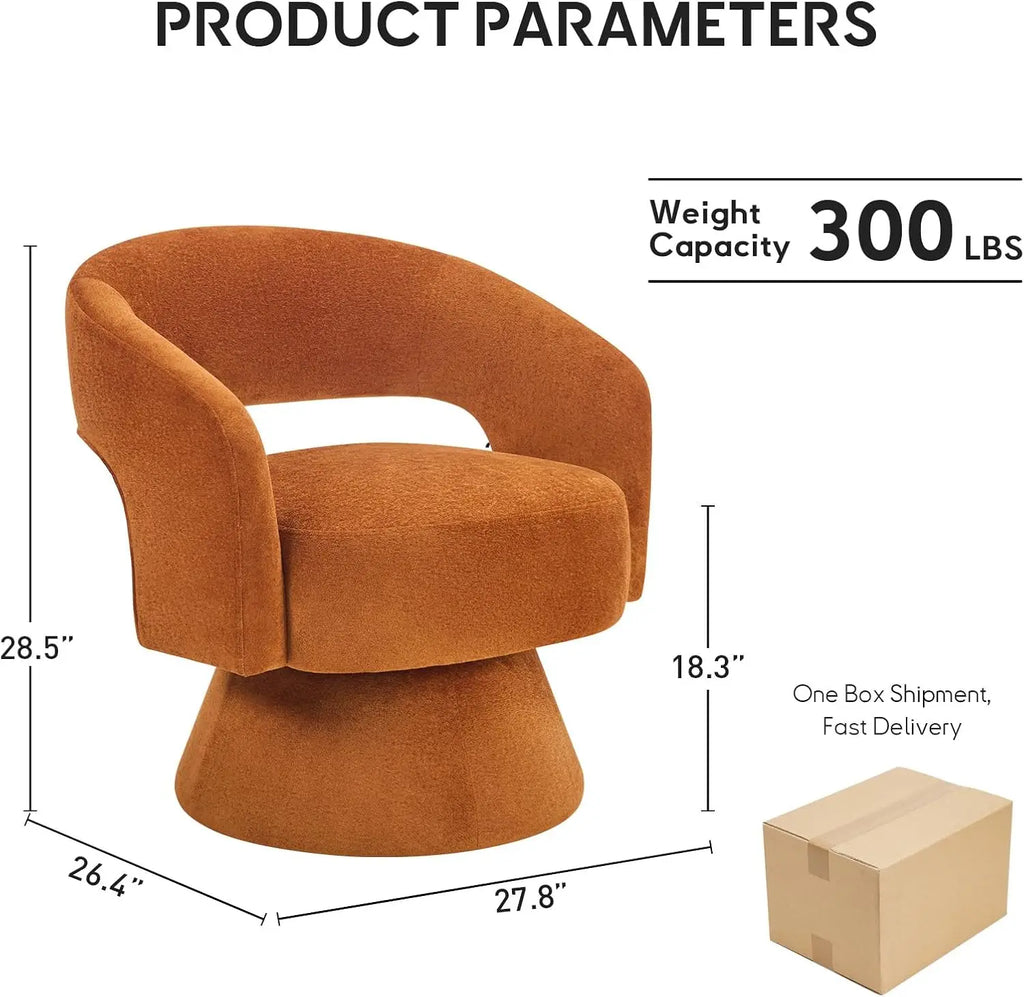 Orange Velvet Swivel Barrel Chair — 360° Accent Chair
