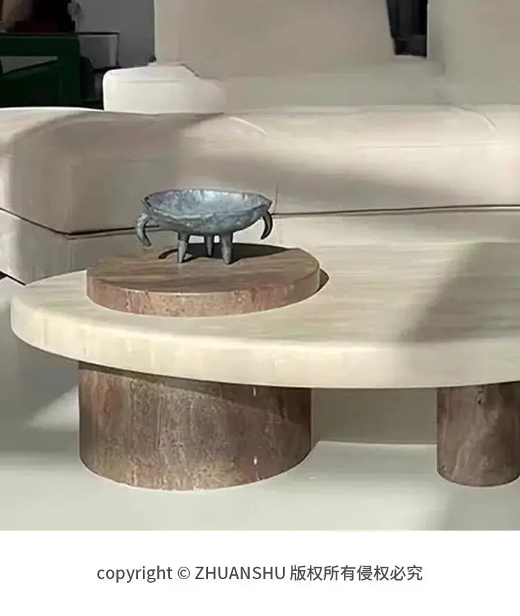 Beige marble coffee table — alternate product view