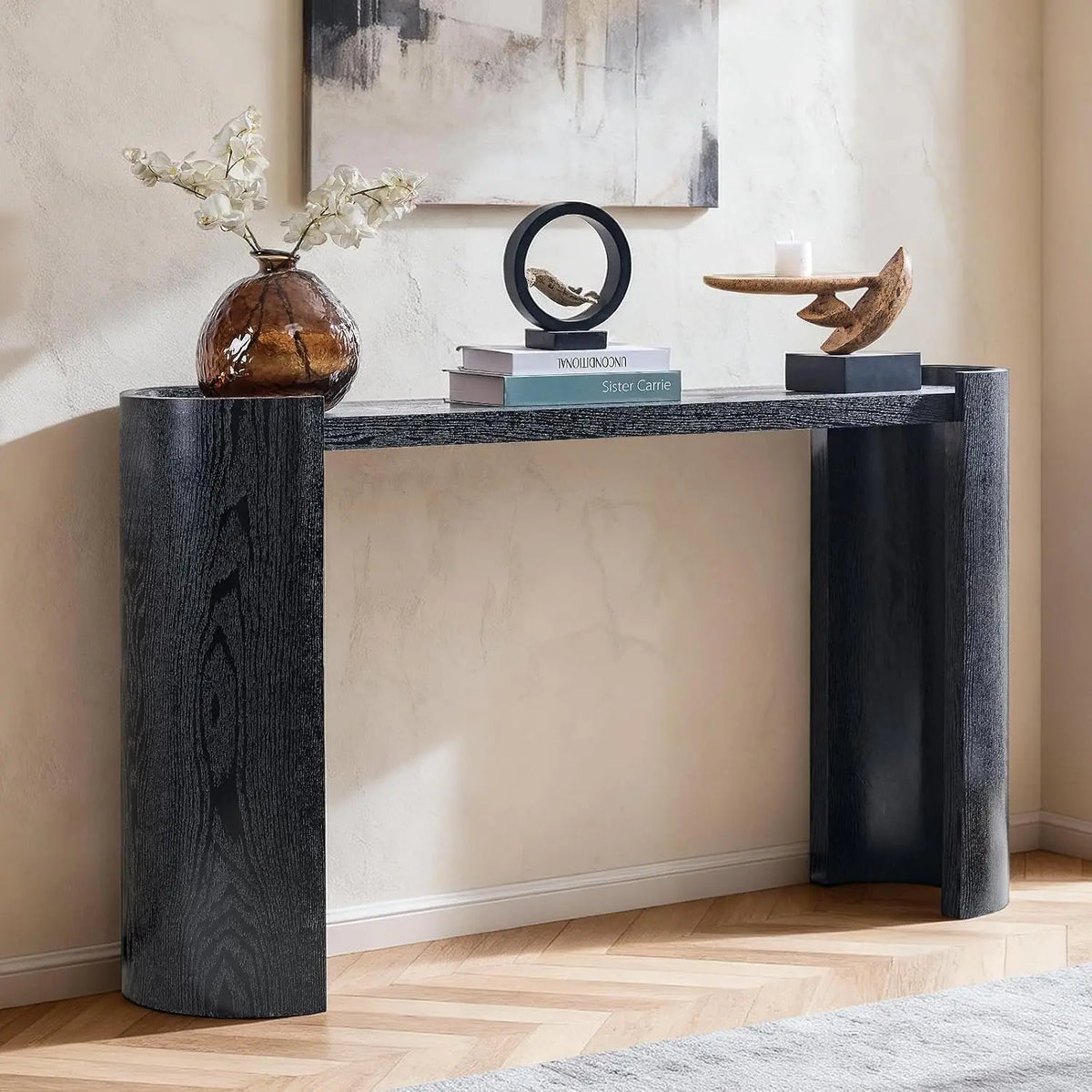 Faux Marble Console Table with Shelf — 53"