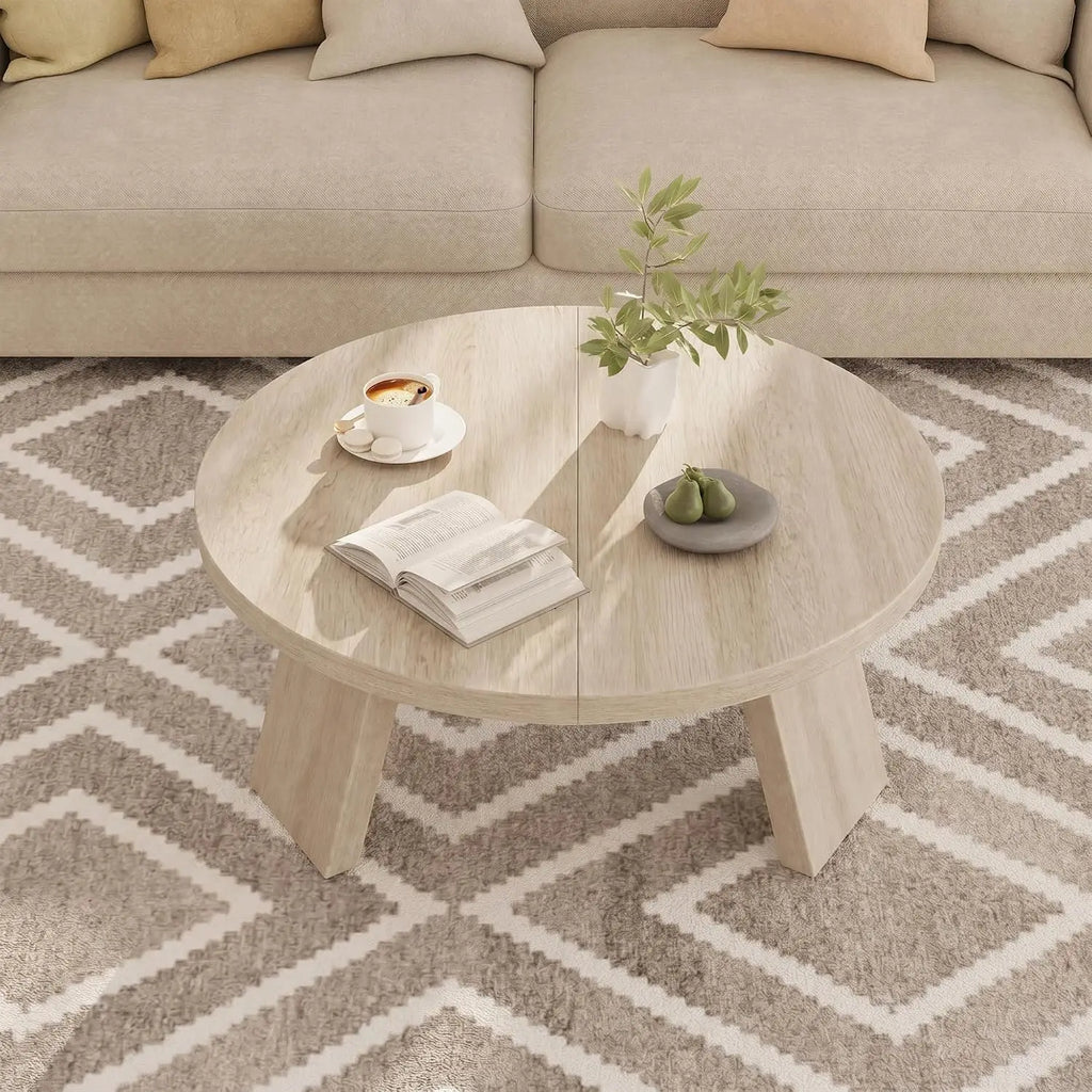 33.5" Round Coffee Table — Light Oak