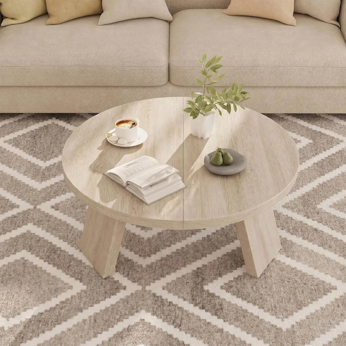 33.5" Round Coffee Table — Light Oak