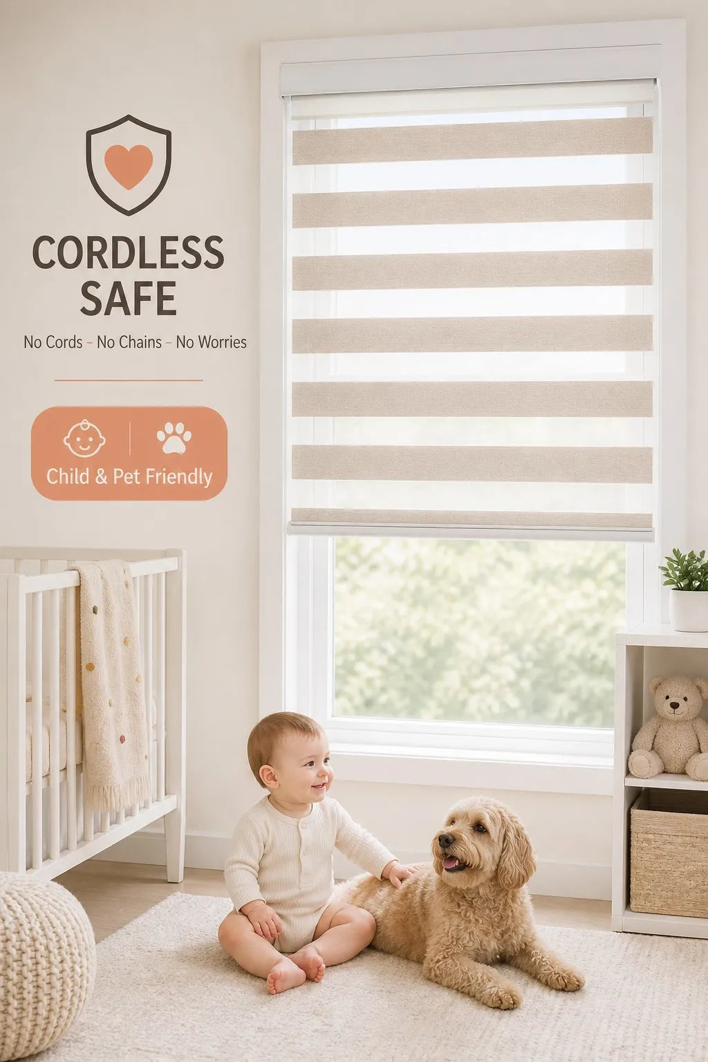 Zebra Blind Day Night Dual Sheer Blackout Roller Shade Window Treatment Custom Size Living Room Bedroom Waterproof UV Resistant — image 11