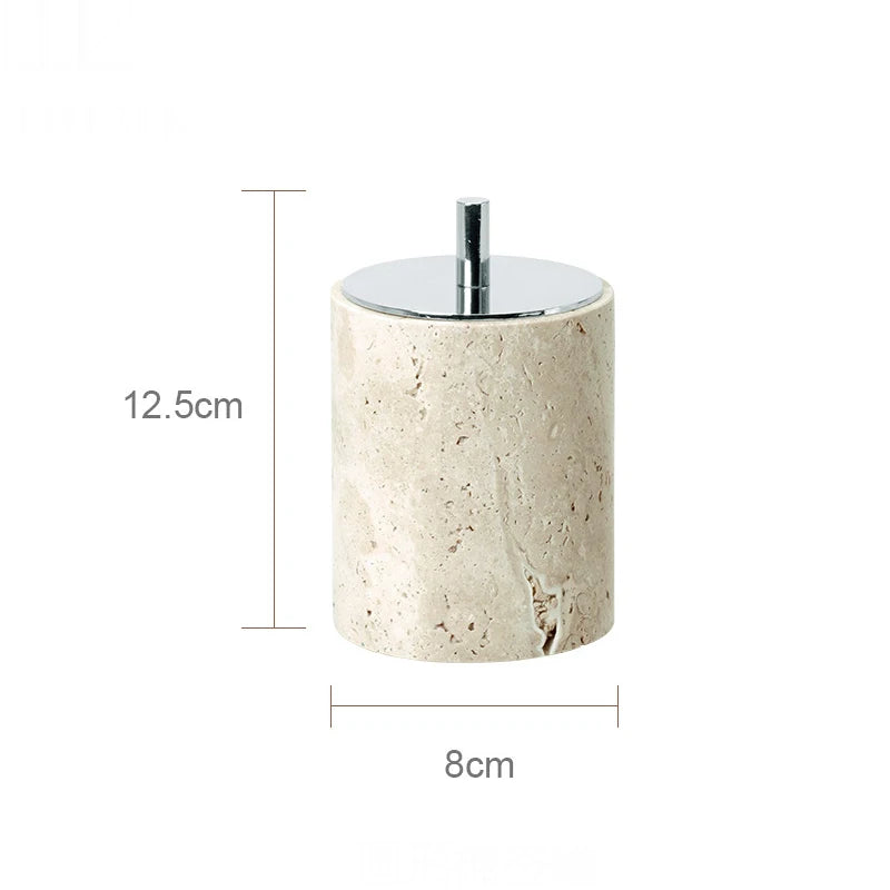 Beige Travertine Bathroom Accessory Set — 9-Piece