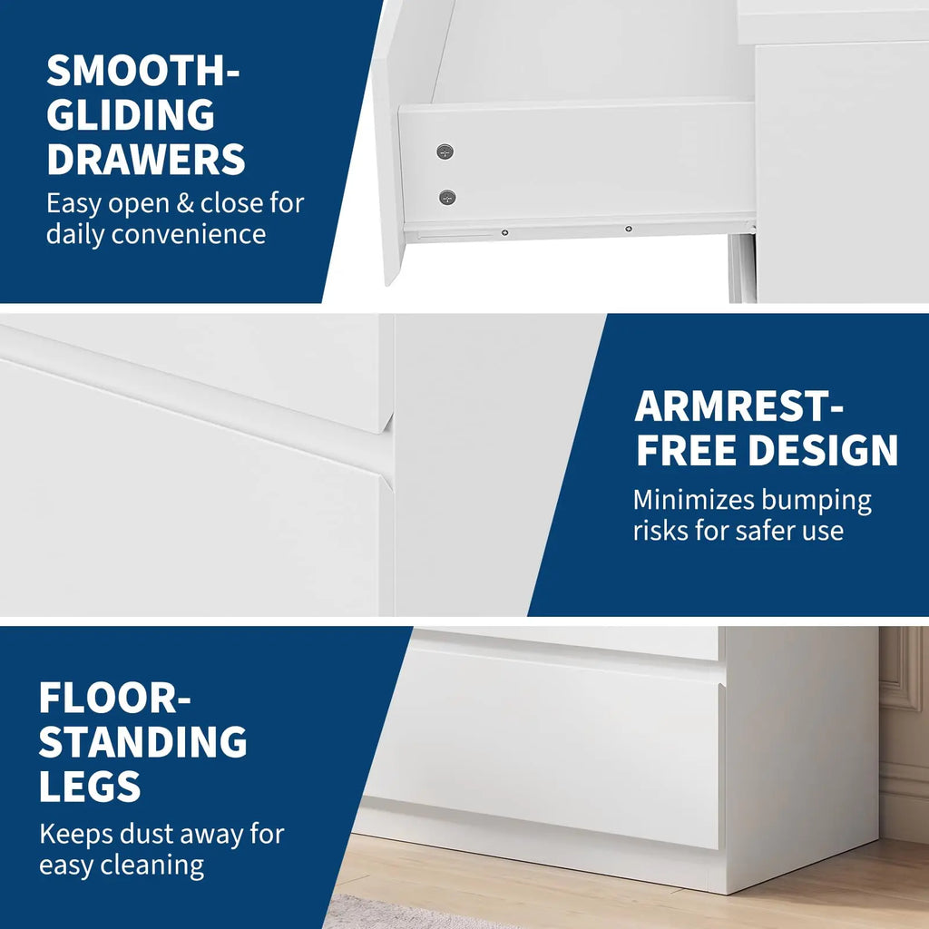 Modern eight-drawer wood storage cabinet — side detail view