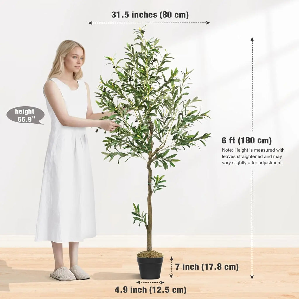 5/6/7/8 Olive Trees Artificial Indoor Faux Olive Tree with Black Pot Silk Fake Plant with Natural Wood Trunk and Lifelike Fruits for Home Office Decor — image 11